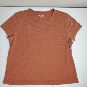 Athleta Sandwash Modal Tee Short Sleeve Shirt Crew Neck Cropped Brown Womens M